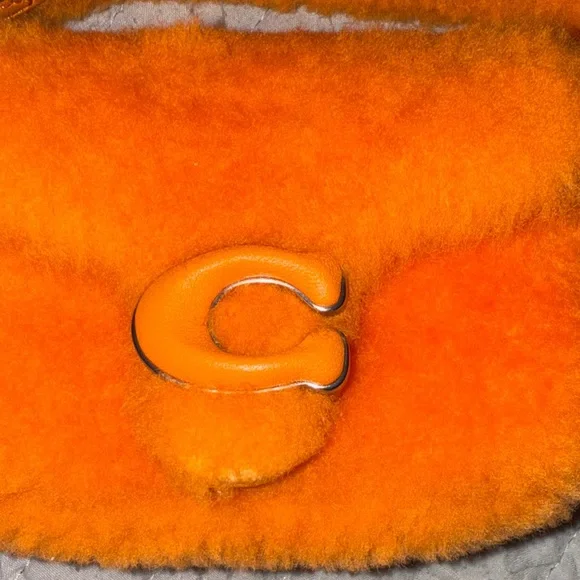 Coach “Mini Tabby” Orange Fuzzy Crossbody Bag - flash sale - Picture 4 of 7